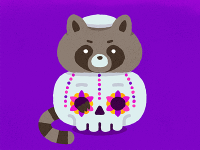 Día de Muertos de día illustration muertos raccoon skull sugar