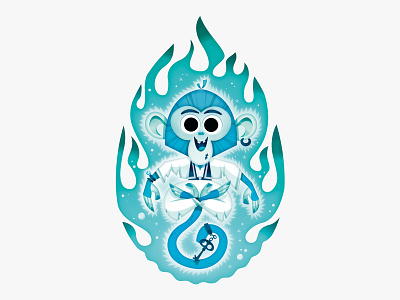 Sea Spirit Monkey character ghost happy illustration monkey mythical spirit sprite water