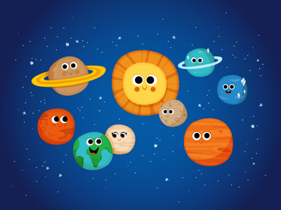 Solar System character earth illustration jupiter mars neptune planet planets saturn solar system sun venus