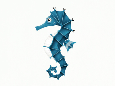 Little Seahorse animal blue character illustration seahorse