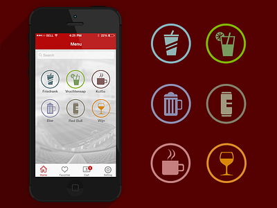 Drink ordering app app design gui icon ios mobile ui ux