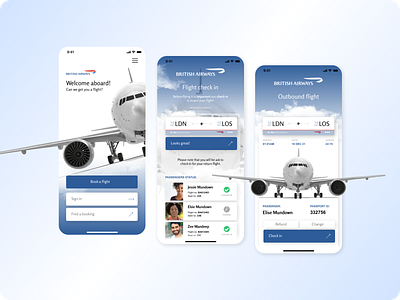 British airways app - Mobile UI interface