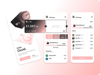 Mobile banking app: 'Gro Banking' UI animation app apps banking branding card credit debit design interaction mobile money product product design prototype ui ux