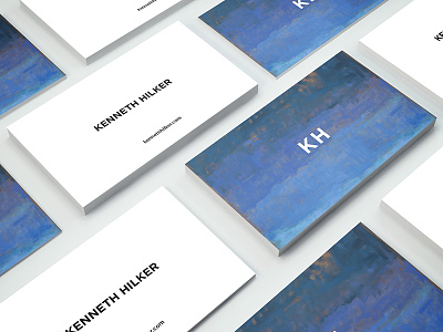 Painterly Business blue business cards paint