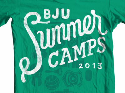 BJU Summer Camp 2013 tee event green handmade lettering shirt tee vector