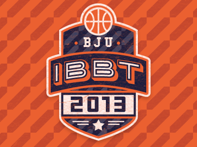 BJU Basketball Tournament 2013 Crest blue crest navy orange pattern shield simple texture vector vintage