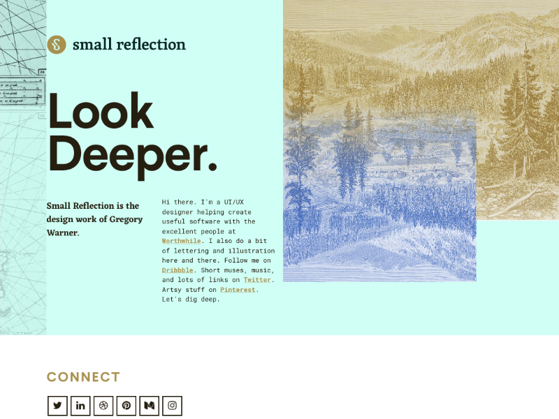 Small Reflection Refresh v.1 css grid affinity designer personal site portfolio