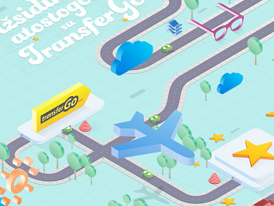 TransferGo illustration holidays illustration isometric summer vacation web