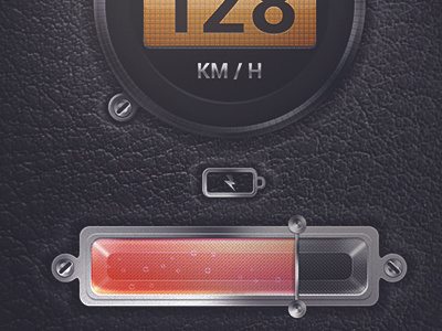 App interface app battery dial energy interface leather metal mobile ui