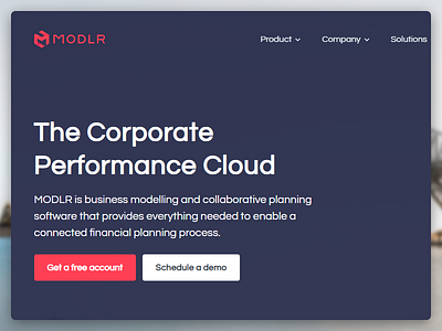 MODLR - The Corporate Performance Cloud cloud dashboards data design finance financial financial dashboard homepage insights sass tech website