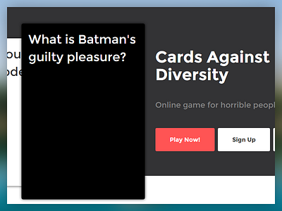 Cards Against Diversity - New Home page