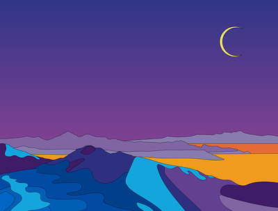 Inversion Salt Lake City, Utah illustration illustration art illustration digital inversion moon mountains sunset utah vector