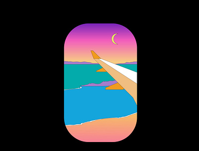 I love the middle seat, said no one ever. airplane digital illustration flat design flying illustration lake moon rise mountains salt lake city sunset utah