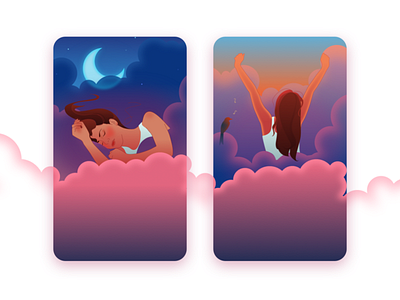 Good night & morning illustration