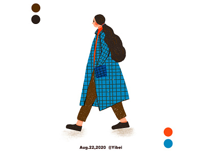 Girl wearing blue coat drawing illustration イラスト 插画