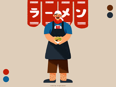 RAMEN OJISAN drawing illustration イラスト 商业插画 插画