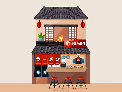 Ramen Shop drawing illustration イラスト 商业插画 插画