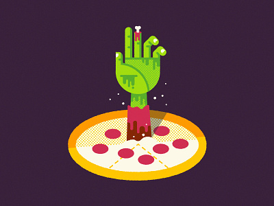 Pizzombie halloween illustration pizza sticker zombie