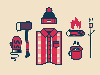 Winter Is Coming axe color fire flame flannel glove hat hot chocolate illustration mallow nebo winter