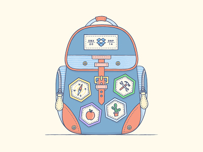 A Backpack ... adventure backpack badges design dropbox illustration