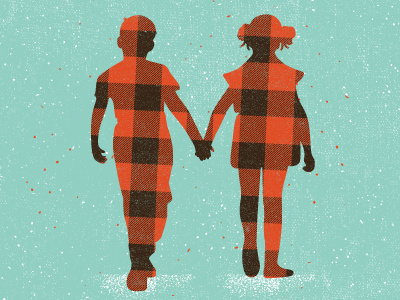 a boy and girl illustration pattern wedding