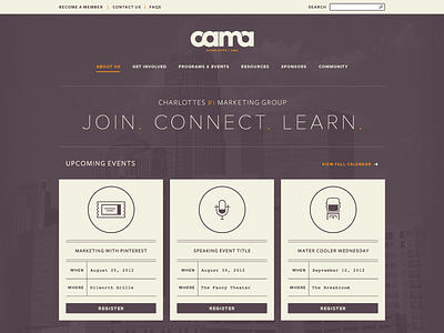 Cama charlotte design homepage icons nebo purp web website