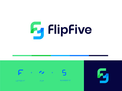 FlipFive branding colorful logo design f logo flip logo icon logo logos logotype mark minimal monogram wordmark