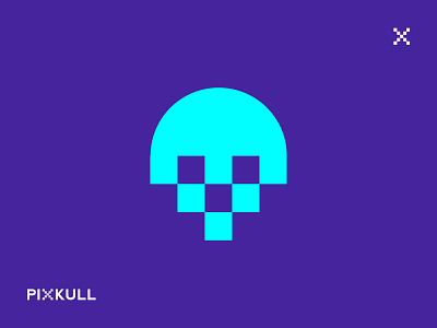 PIXKULL Logo logo logo mark logotype mark minimal monogram pixel pixel art pixel logo skull skull logo typography wordmark