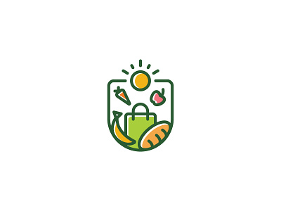 Sun Grocery Logo colorful grocery illustration kart logo logos minimal morning shopping sunrise supermarket
