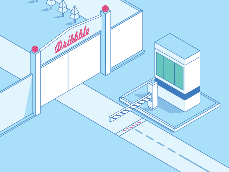 The Gate is Open. 2d animation car debut dribbble logo. first flat gif illustration isometric minimal shot