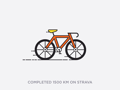 1500 KM on STRAVA! app challenge champion color cycling design illustration milestone minimal strava