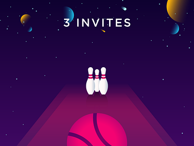 3x Dribble invites! 3 dribbble invites bowling draft dribbble giveaway gradient illustration invitation invite