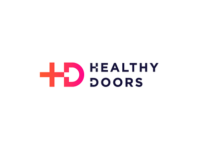 Healthy Doors branding cross logo hd logo healthy logo logo logotype mark medical logo typography