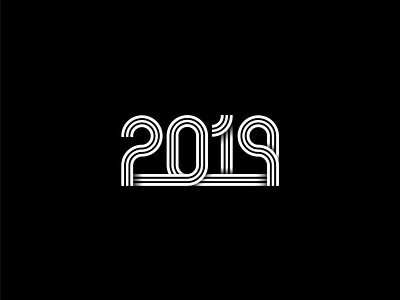 Hello 2019! 2019 happy new year line art logo logotype mark minimal newyear typography