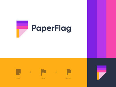 PaperFlag branding color design flag logo gradient gradient logo icon logos logotype minimal p logo p mark paper paper logo vector