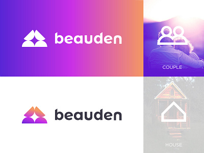 Beauden Logo abstract logo branding couple dating gradient logo homestay logo mark minimal pair romantic