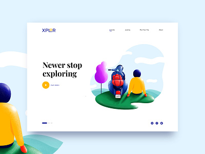 Xplor Homepage branding colorful design icon illustration minimal travel travel app ui user experience ux vector web web design