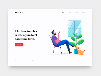 Relax Landing branding design flat homepage design icon illustration interface landingpage minimal relax smoking ui uidesign ux vector web website