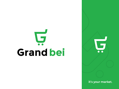 Grandbei Logo Design branding cart cart logo icon logos mark minimal shopping shopping bag shopping logo supermarket