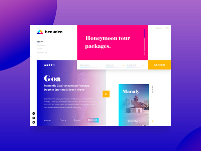 Beauden | Landing Page abstract colorful couples gradient interface landing page design landingpage romantic room booking ui uidesign uiuxdesign web website website design