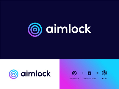 Aimlock Logo aim app branding clever key lock logo logo mark logos logotype mark minimal target typography