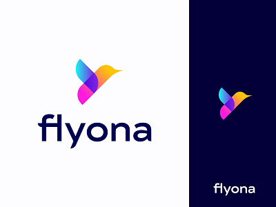 Flyona Logo bird bird logo birds colorful logo fly flying flying bird gradient gradient logo logotype mark minimal sparrow
