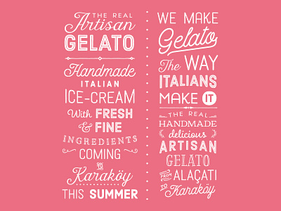 Ice Cream Typography artisan gelato handmade ice cream istanbul lettering logo pink summer typography