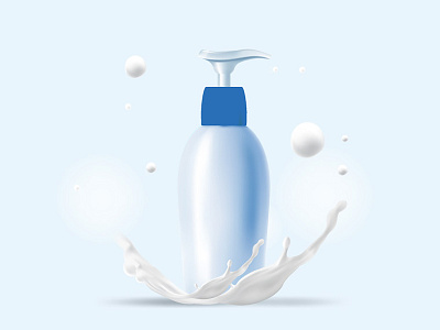 Download cosmetic bottle mockup with milk splash