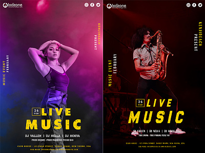 Download  Free music concert events poster PSD