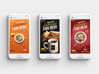 Download free foods Instagram stories poster PSD banner instagram story poster social media food poster