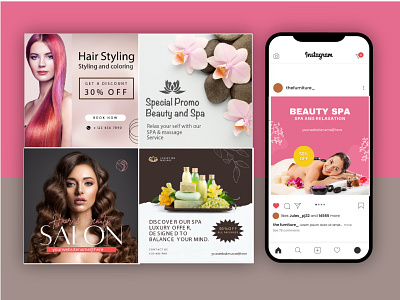 Beauty and salon offer social media template poster design graphic design illustration instagram post social media vector