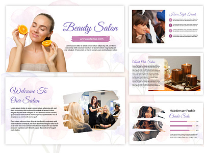 Beauty salon promotional presentation branding design fashion illustration presentation vector