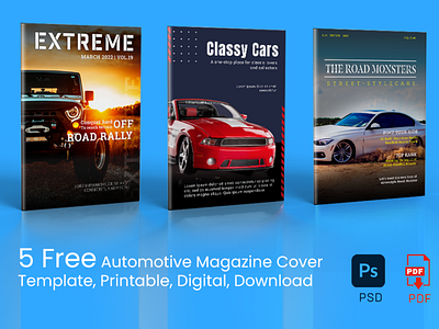 Download 5 Free PSD Automotive Magazine Cover Template Printable branding design graphic design magazine cover magazine cover page design printing