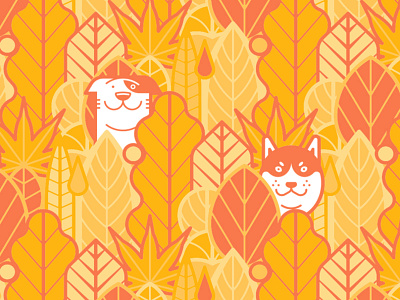 Dogs in autumn autumn dogs graphic graphic design illustration leaves